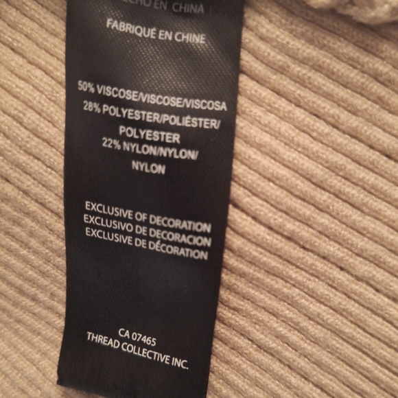 Bebe Beige Mock Neck Rib Knit Long Sleeve Buttons Women's Sweater Size L - Picture 10 of 10